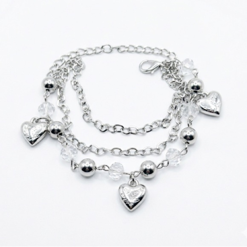 Elegant Silver Heart Charm Bracelet - Picture 5 of 5